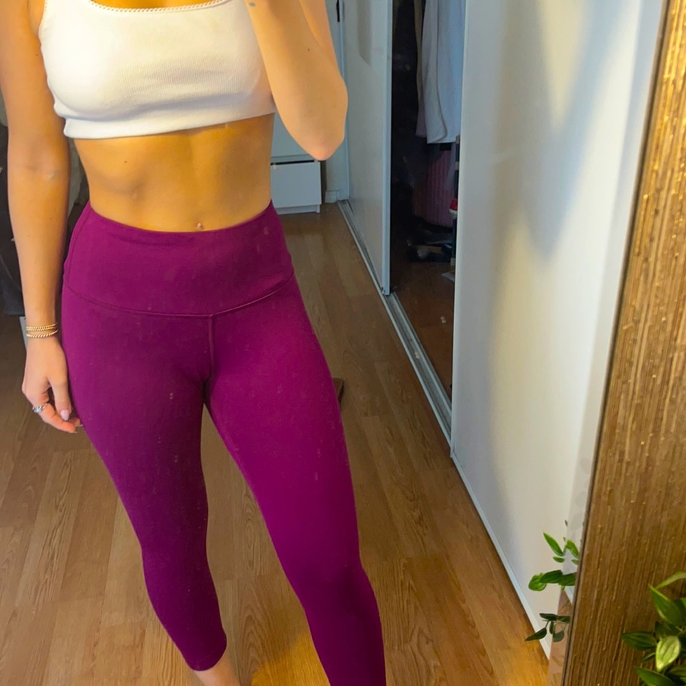Fuchsia high waist crop leggings